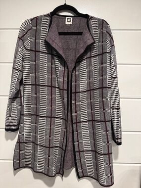 Anne Klein Burgundy and Black Knit Cardigan.    Size - Small